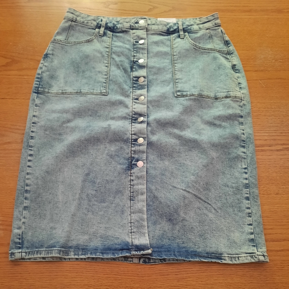 New Sonoma Denim Plus Size 18W Pencil Midi Skirt